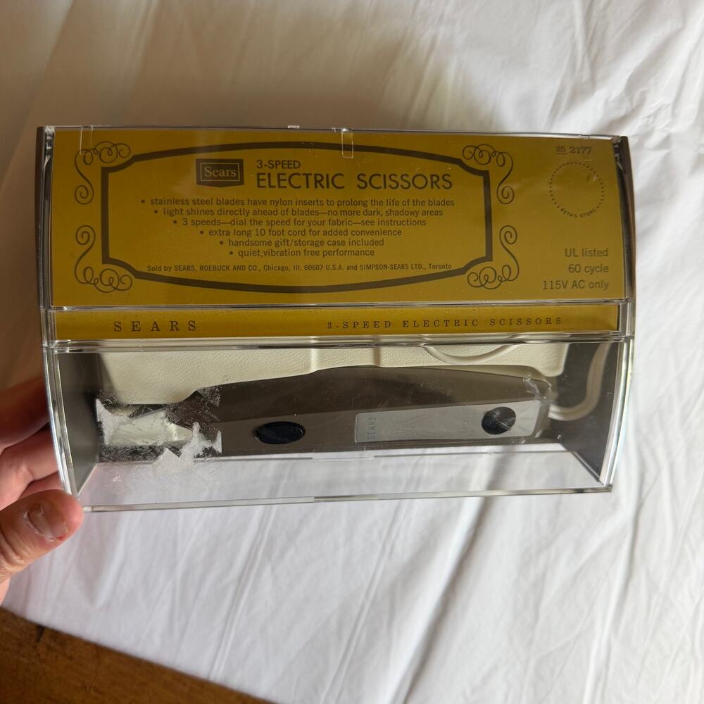 Vintage SEARS Fabric Electric Scissors 3 Speed Model TESTED WORKS #344.2177